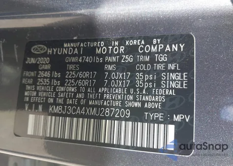 2021 Hyundai Tucson Value from USA, damaged, VIN KM8J3CA4XMU287209